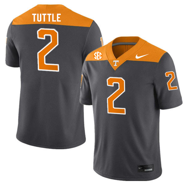 Tennessee Volunteers #2 Shy Tuttle College Football Jerseys Stitched Sale-Anthracite